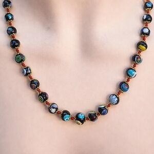 Vintage Venetian Millefiori Cane Glass Necklace 9mm Lampwork Murano Style